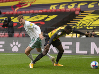  Ken Sema of Watford and Jack Stacey of Bournemouth during the Sky Bet Championship match between Watford and Bournemouth at Vicarage Road,...