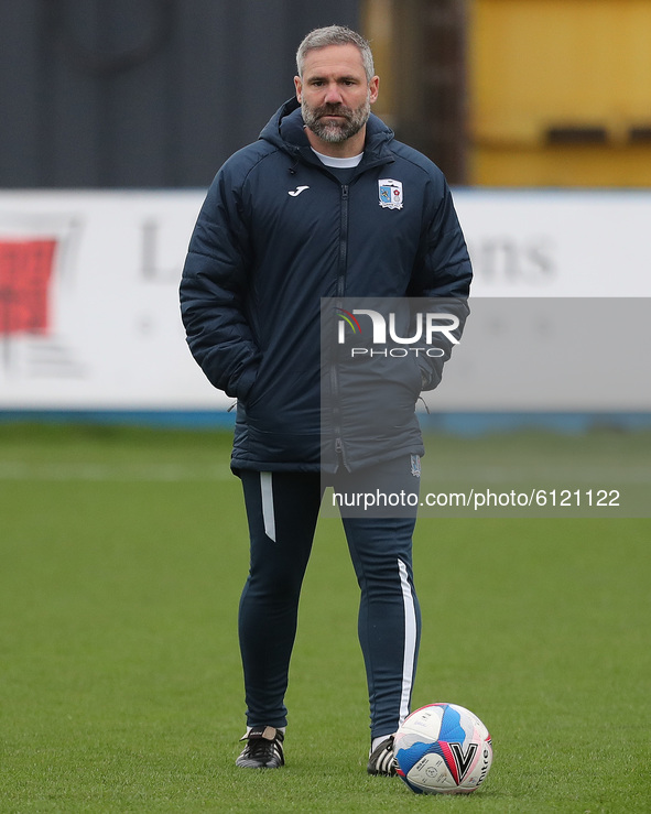 Barrow manager David Dunn during the Sky Bet League 2 match between Barrow and Walsall at the Holker Street, Barrow-in-Furness on Saturday 2...