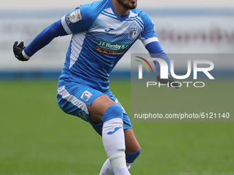 Bradley Barry of Barrow during the Sky Bet League 2 match between Barrow and Walsall at the Holker Street, Barrow-in-Furness on Saturday 24t...