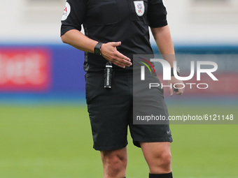 The match referee Robert Madley during the Sky Bet League 2 match between Barrow and Walsall at the Holker Street, Barrow-in-Furness on Satu...