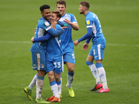 Luke James of Barrow celebrates after scoring their second goal during the Sky Bet League 2 match between Barrow and Walsall at the Holker S...