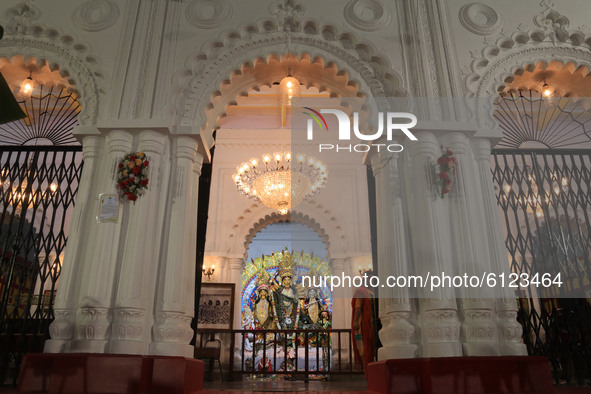Sovabazar Boro Rajbari   (Shobhabazar Royal Palace) during Durga Puja Festival amid COVID-19 Pandemic in Kolkata city, India on October 25,...