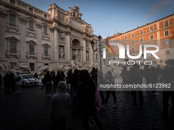 People walk near the Trevi Fountain, in Rome, Italy on 25 October 2020,  amid the COVID-19 pandemic. On 25 October 2020, Italian Prime Minis...