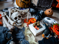 Halloween stuffs are ready, before the preparations to celebrate Halloween in a house, in The Netherlands, on October 26th, 2020. (