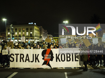 People take part in a demonstration against the  recent ruling by the Constitutional Tribunal resulting in a near-total ban of abortions, in...