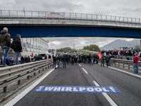 Whirpool Employees protest against the closer fabric in Naples, Italy on October 28, 2020  (