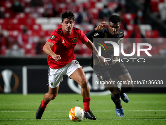 Gabriel of SL Benfica (L) vies with Obbi Oulare of Standard Liege during the UEFA Europa League Group D football match between SL Benfica an...