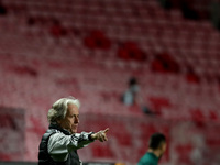 Benfica's head coach Jorge Jesus gestures during the UEFA Europa League Group D football match between SL Benfica and Royal Standard Liege a...