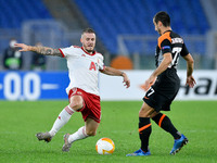 Thibaut Vion of CSKA-Sofia and Henrikh Mkhitaryan of AS Roma compete for the ball during the UEFA Europa League Group A stage match between...