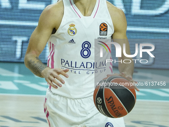 Nicols Laprovittola  in action of Real Madrid in action during the Turkish Airlines EuroLeague Regular Season Round 6 match between Real Mad...