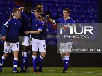 Oldham Athletic's  Junior Luamba during the FA Youth Cup match between Oldham Athletic and FC United of Manchester at Boundary Park, Oldham...