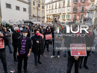 Theater workers, dancers and people working in the culture and entertainment sector attend a protest against the new lockdown measures for C...