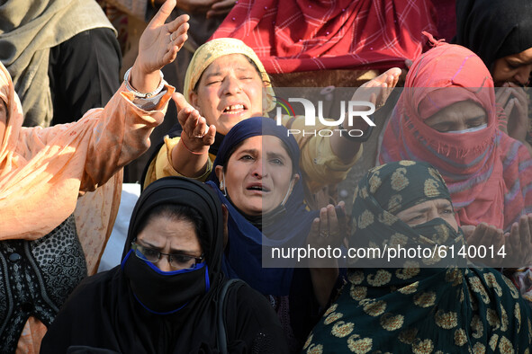 Kashmiri muslim women pray as the head cleric (unseen) displays the holy relic on the occasion of celebration of Mawlid-un-Nabi or Prophet M...