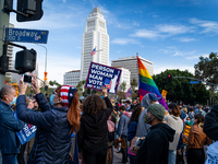 Hours after Joe Biden was named President-Elect, supporters came out to downtown Los Angeles, US on Saturday November 7, 2020 to celebrate t...