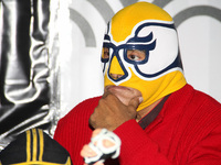 A Wrestler seen during  Expo Masks to support the Mexican wrestlers in time of Covid-19  on November 7, 2020 in Mexico City, Mexico (