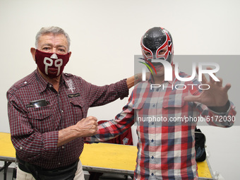 A Wrestler seen during  Expo Masks to support the Mexican wrestlers in time of Covid-19  on November 7, 2020 in Mexico City, Mexico (