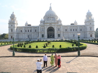 Visitor visit the Victoria Memorial , An iconic structure built in the early 20th century, Today reopen with all standard Covid-19 safety pr...