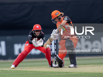 Sophie Devine of the Scorchers bats during the Women's Big Bash League WBBL match between the Perth Scorchers and the Melbourne Renegades at...
