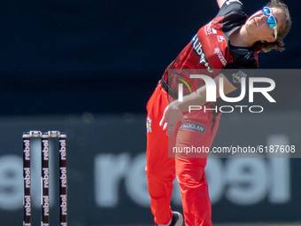 Ella Hayward of the Renegades bowls during the Women's Big Bash League WBBL match between the Perth Scorchers and the Melbourne Renegades at...