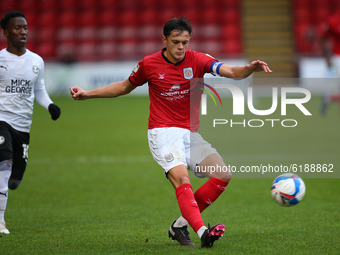 Crewes Perry Ng crosses the ball   during the Sky Bet League 1 match between Crewe Alexandra and Peterborough at Alexandra Stadium, Crewe on...