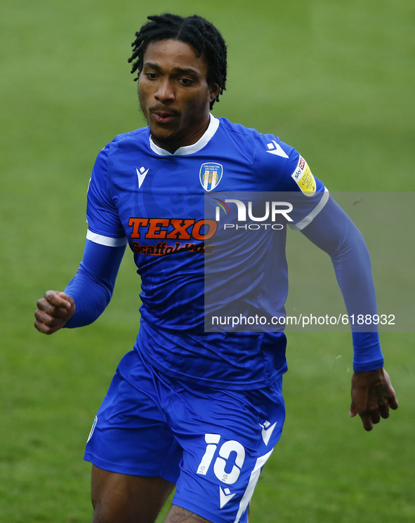 Colchester Uniteds Jevani Brown during League Two between Colchester United and Leyton Orient at Colchester Community Stadium , Colchester,...