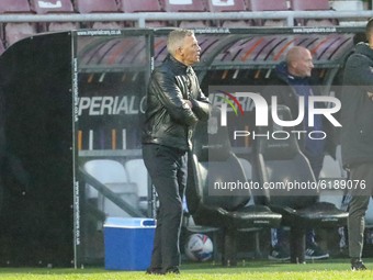 Northampton Town's manager Keith Curle during the first half of the Sky Bet League One match between Northampton Town and Accrington Stanley...