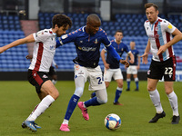  Oldham Athletic's Dylan Bahamboula in action during the Sky Bet League 2 match between Oldham Athletic and Scunthorpe United at Boundary Pa...