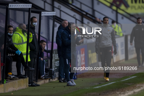  Barrow Manager David Dunn  during the Sky Bet League 2 match between Cambridge United and Barrow at the R Costings Abbey Stadium, Cambridge...