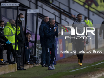  Barrow Manager David Dunn  during the Sky Bet League 2 match between Cambridge United and Barrow at the R Costings Abbey Stadium, Cambridge...