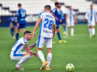 Miguel de la Fuente and Javi Hernandez during La Liga SmartBank match between CD Leganes and AD Alcorcon at Estadio Municipal de Butarque on...