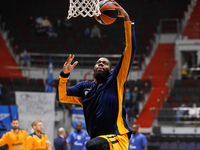 Greg Monroe of Khimki in action during warm-up ahead of the EuroLeague Basketball match between Zenit St. Petersburg and Khimki Moscow Regio...