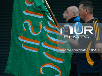 Men holding Irish flags outside Croke Park in Dublin, during a commemoration event to mark the centenary of Bloody Sunday, organised by 'The...