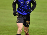   Oldham Athletic's Davis Keillor-Dunn warming up before the Sky Bet League 2 match between Barrow and Oldham Athletic at the Holker Street,...