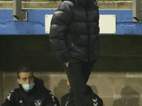Oldham Athletic manager Harry Kewell  during the Sky Bet League 2 match between Barrow and Oldham Athletic at the Holker Street, Barrow-in-F...