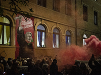 A moment during the demostration in Roma organized by left movements after the eviction of the ''Nuovo Cinema Palazzo''  community center in...