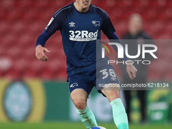 Jason Knight of Derby County  during the Sky Bet Championship match between Middlesbrough and Derby County at the Riverside Stadium, Middles...