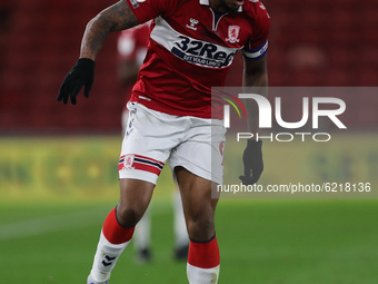 Britt Assombalongaof Middlesbrough during the Sky Bet Championship match between Middlesbrough and Derby County at the Riverside Stadium, Mi...