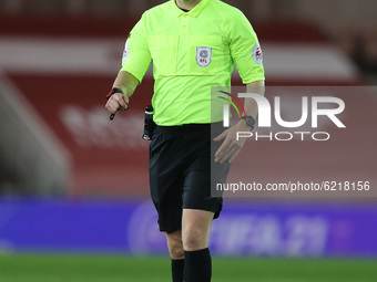 The match referee Peter Bankes during the Sky Bet Championship match between Middlesbrough and Derby County at the Riverside Stadium, Middle...