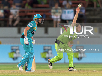 Hannah Darlington of the Thunder balls during the Women's Big Bash League WBBL Semi Final match between the Brisbane Heat and the Sydney Thu...