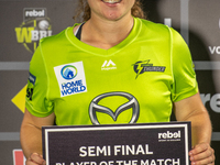 Player of the match Hannah Darlington of Thunder during the Women's Big Bash League WBBL Semi Final match between the Brisbane Heat and the...