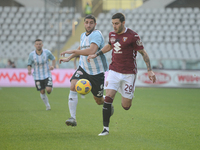 Mauro Coppolaro of Virtus Entella and Nicola Murru of Torino FC  during the Coppa Italia football match between Torino FC and Virtus Entella...