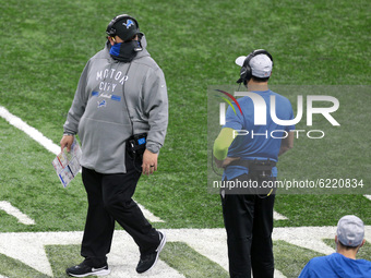 Detroit Lions head coach Matt Patricia is seen during the first half of an NFL football game against the Houston Texans in Detroit, Michigan...