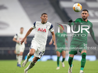 Tottenham forward Carlos Vinicius chases down Ludogorets defender Dragos Grigore during the UEFA Europa League Group J match between Tottenh...