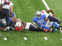 Houston Texans running back Duke Johnson (25) is tackled during the first half of an NFL football game between the Detroit Lions and the Hou...