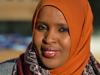 Ifrah Ahmed, a Somali-Irish social activist seen in Dublin city center. 
Born into a refugee camp in war-torn Somalia, Ifrah was trafficked...