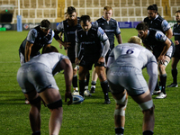  George McGuigan of Newcastle Falcons prepares to take a tap penalty as Newcastle Falcons pummel the Sharks line during the Gallagher Premi...