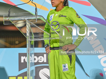 Shabnim Ismail of the Thunder awarded the player of the match during the Women's Big Bash League Final between the Melbourne Stars and the S...