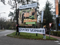 activists at the road entrance of the Zoo  during a demonstration of animal rights activists in Amersfoort, on November 28, 2020. At the gat...