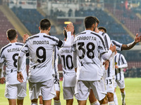 Alvaro Morata of Juventus FC celebrates after scoring first goal during the Serie A match between Benevento Calcio and Juventus FC at Stadio...