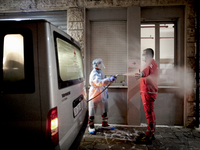 Portrait of Health Care Workers during the sanitation of instruments exposed to the Covid-19 virus in L'Aquila, Italy, on 28 November, 2020....